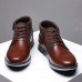 Menico Men’s Faux Leather Business Casual Lace  Up Round Toe Oversized Flat Boots