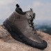 Men Microfiber Leather Breathable Soft Sole Non Slip Closed Toe Lace Up Leisure Boots