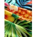 Mens Tropical Pineapple Print Holiday Mid Length Drawstring Shorts