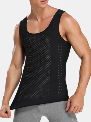 Mens Abdomen Control Breathable Quick Drying Thin High Elasticity Skinny Tank Top Shapewear