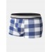 Mens Cotton Classical Plaid Print Home Breathable Mid Waist Boxers