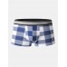 Mens Cotton Classical Plaid Print Home Breathable Mid Waist Boxers