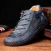 Menico Men’s Leather Soft Hand Sewn Lace Up Non Slip Wearable Casual Booties