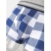 Mens Cotton Classical Plaid Print Home Breathable Mid Waist Boxers