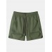 Men Plain Multi Pocket Utility Drawstring Mid Length Elastic Waist Cargo Shorts