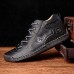 Menico Men’s Leather Soft Hand Sewn Lace Up Non Slip Wearable Casual Booties