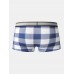 Mens Cotton Classical Plaid Print Home Breathable Mid Waist Boxers