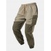 Men Colorblock Multi Pocket Drawstring Ankle Length Cargo Pants