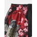 Mens Kimono Carp   Flower Print Japanese Fish Elastic Waist Two Piece Outfits