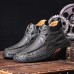 Men Non Slip Soft Sole Casual Leather Hand Sewn Boots