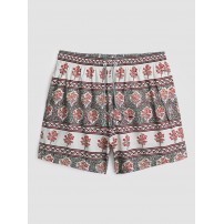 Men Floral Print Vintage Style Cozy Short Lightweight Thin Board Shorts