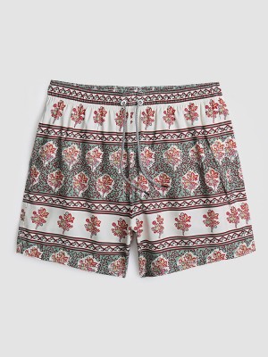 Men Floral Print Vintage Style Cozy Short Lightweight Thin Board Shorts