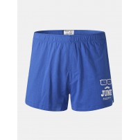 Mens 100  Cotton Letter Print Solid Underwear Breathable Comfy Boxers