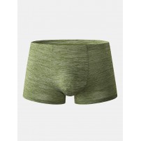 Mens Modal Solid Color Ice Silk Mesh Breathable Thin Elastic Waist Boyshorts Boxers